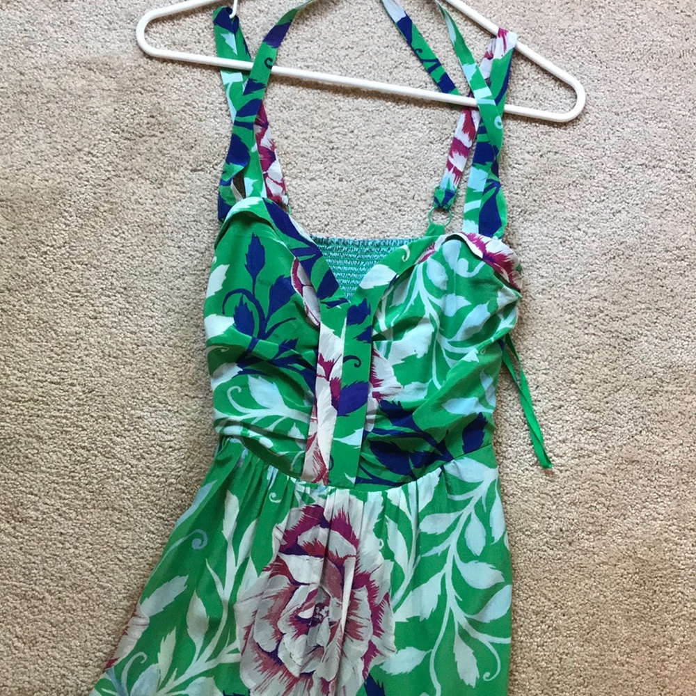 Anthro green flower dress